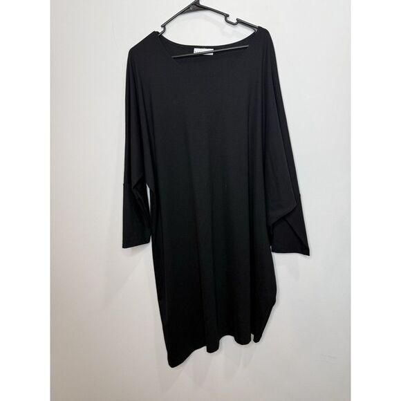 Bryn Walker‎ Dress Medium Tunic Top Black Modal Asymmetric Hem Lagenlook Swing - Picture 1 of 7